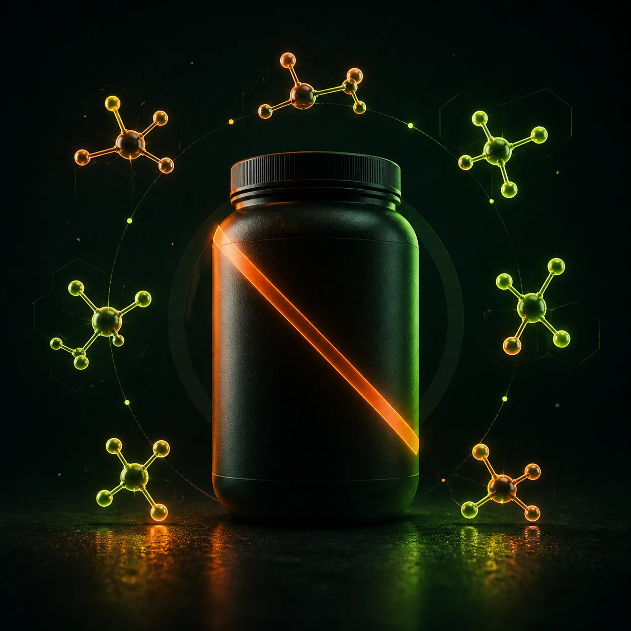 Representación visual de aminoácidos aislados rodeados de estructuras moleculares